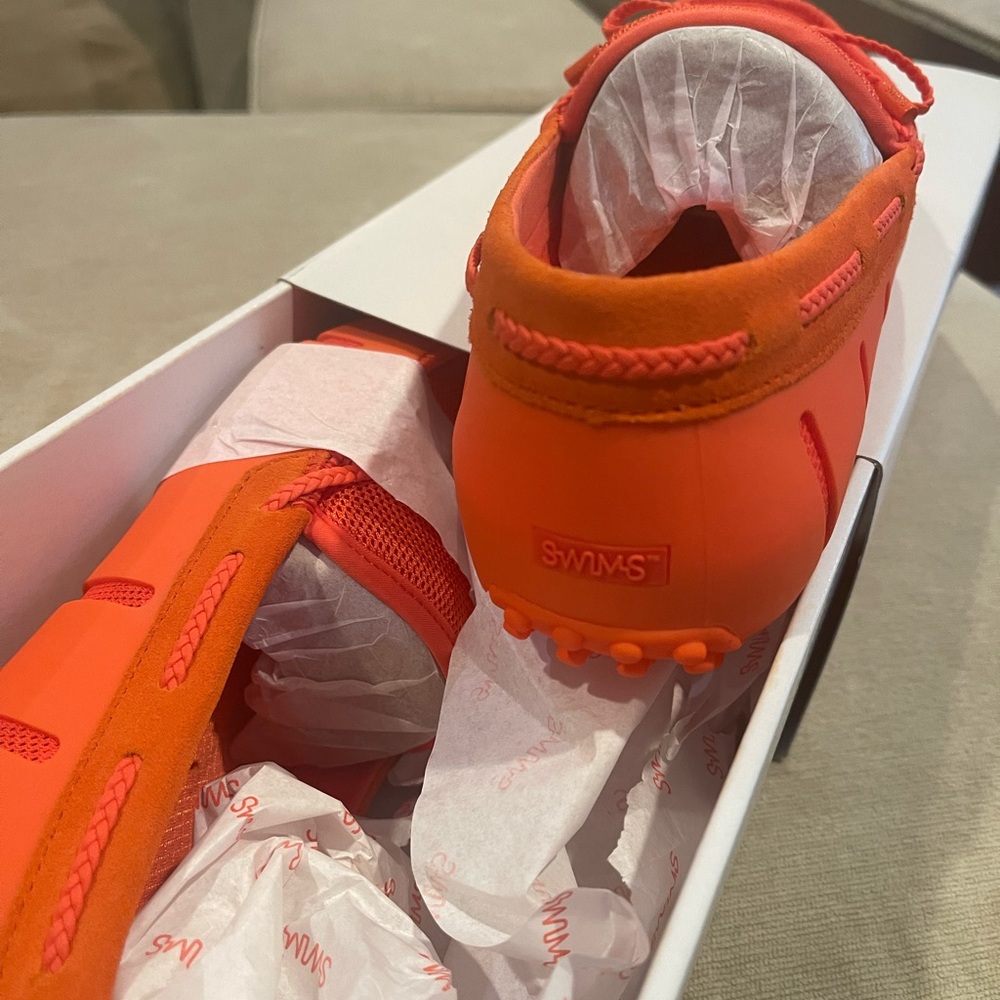 Swims Braided Lace Driving Loafer Orange Size 8 - Picture 4 of 6